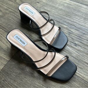 Hanya Sandals Black Strappy Block Heel